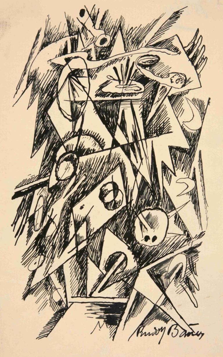 Untitled (Abstract Forms),Brez naslova (abstraktne oblike),Rudolf Bauer,Ilustracija,Ilustracija, enobarvno