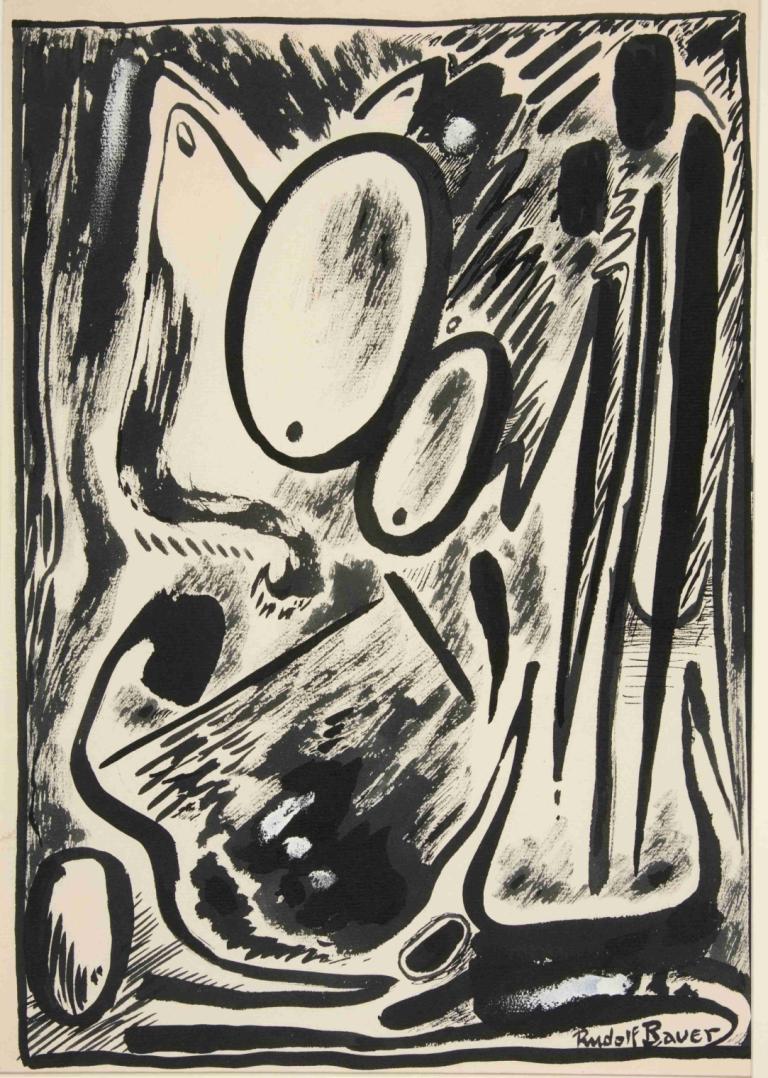 Untitled (Abstract Forms),Bez tytułu (Abstrakcyjne formy),Rudolf Bauer,Ilustracja,Ilustracja, monochromia