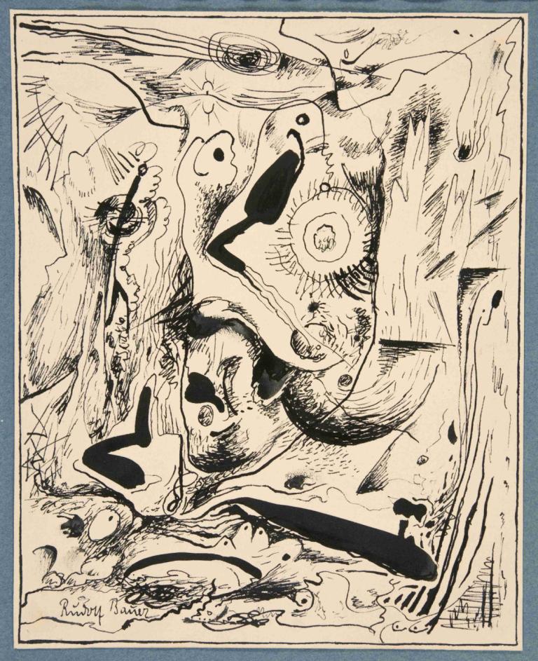 Untitled (Abstract Forms),Bez názvu (Abstraktní formuláře),Rudolf Bauer,Ilustrace,Ilustrace, černobílý