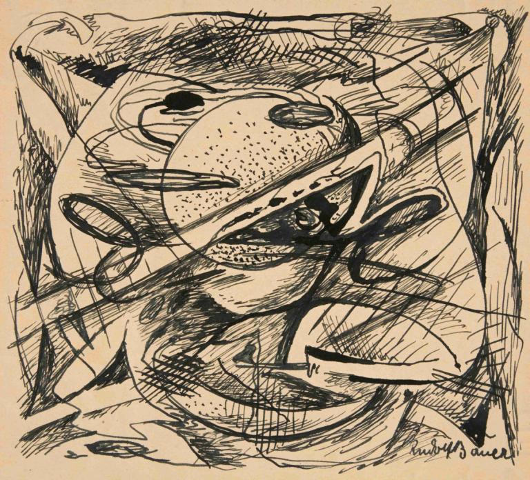 Untitled (Abstract Forms),Brez naslova (abstraktne oblike),Rudolf Bauer,Ilustracija,Ilustracija, enobarvno