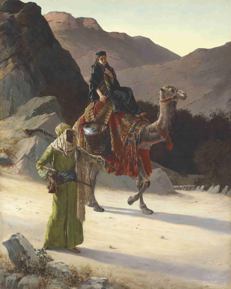 L'Escorte,Escorten,Rudolf Ernst,Oliemaleri,Oliemaleri, våben, udendørs, hest, hat, flere drenge, kappe