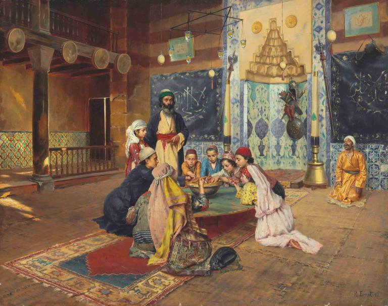 La Charité chez les derviches à Scutari,Dobroczynność wśród derwiszów w Scutari,Rudolf Ernst,Obraz olejny