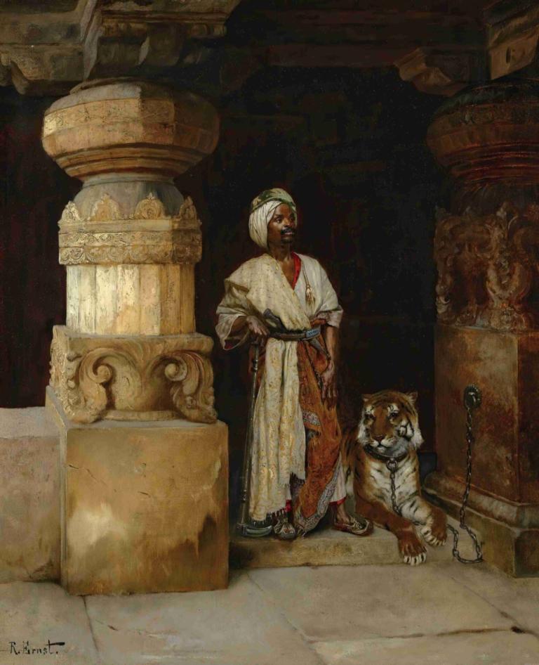 The Palace Guard,La Guardia de Palacio,Rudolf Ernst,Pintura al óleo,Pintura al óleo, 1 chico, perro