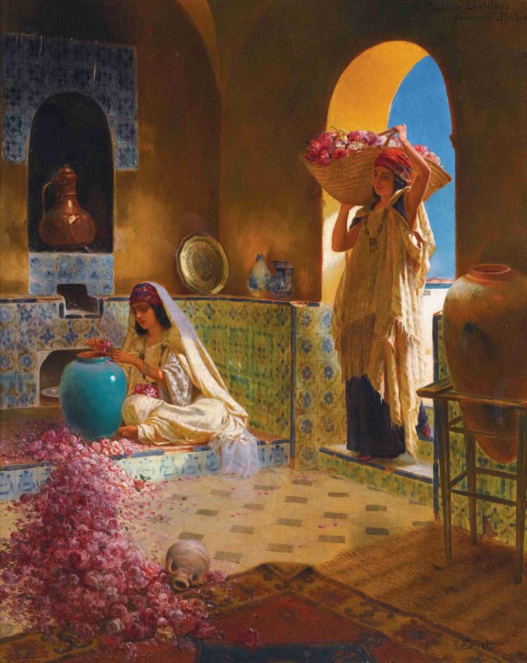 The Perfume Makers,De parfummakers,Rudolf Ernst,Olieverf,Olieverf, parodie op beeldende kunst, 1meisje, jurk