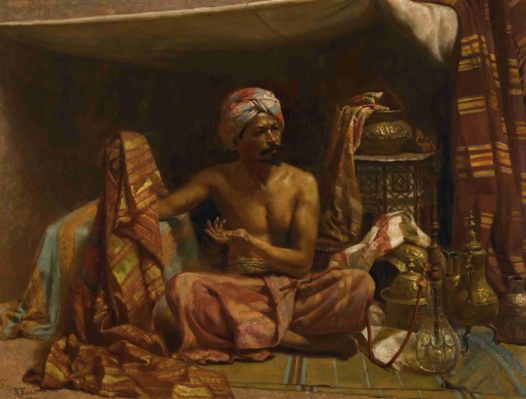 The Rug Merchant,El comerciante de alfombras,Rudolf Ernst,Pintura al óleo,Pintura al óleo