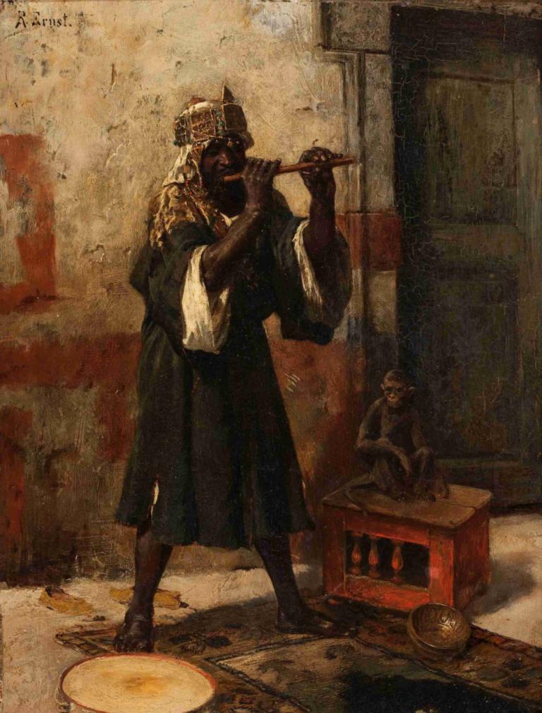 The Snake Charmer,Ormtjusaren,Rudolf Ernst,Oljemålning,Oljemålning, instrument, musik, konstparodi