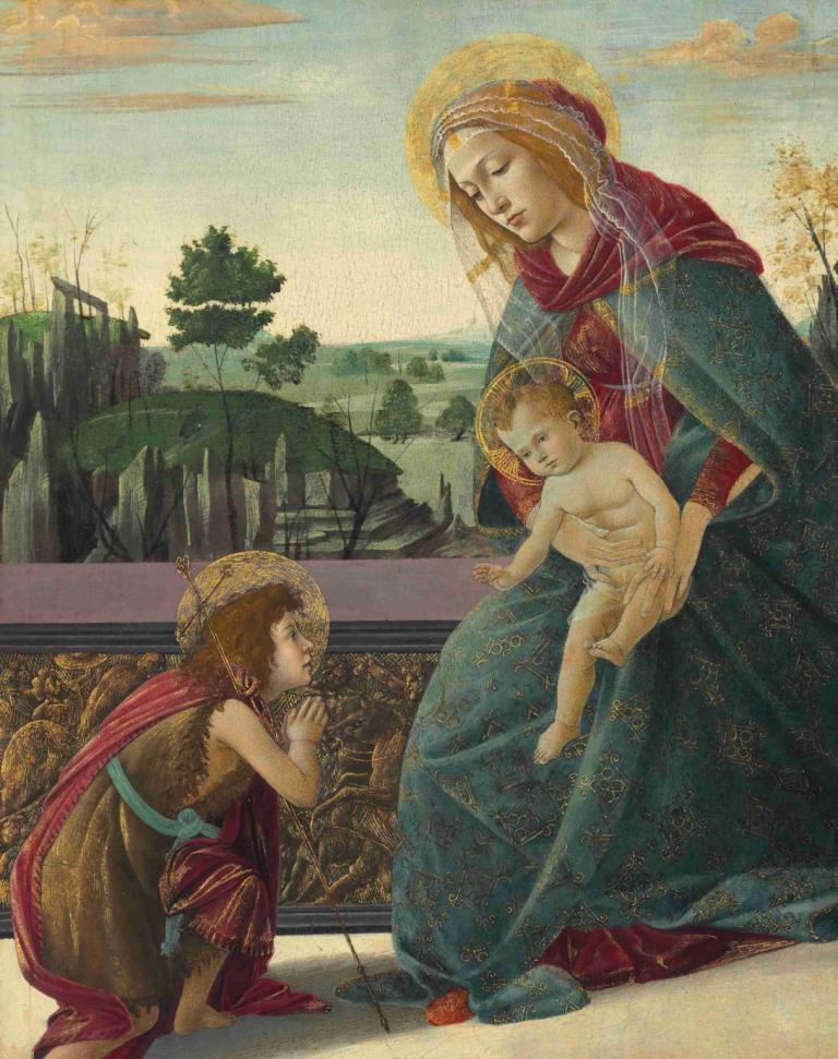 Madonna and Child with Young Saint John the Baptist,聖母子と幼い洗礼者ヨハネ,Sandro Botticelli,サンドロ・ボッティチェッリ,油絵,油絵