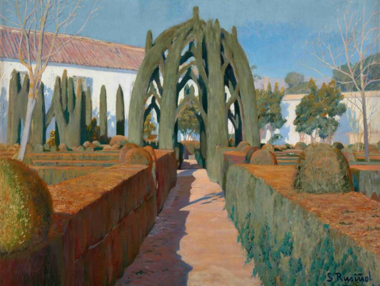 El Jardín De La Bailarina, Granada [The Bailarina Garden, Granada],Santiago Rusiñol,Oil Painting,Oil Painting