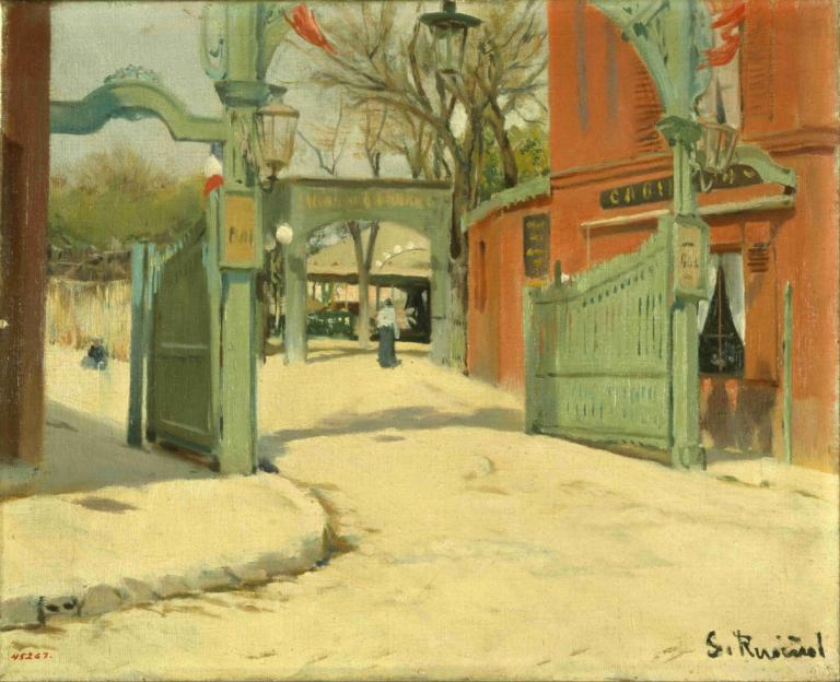 Entrance to the Park of the Moulin de la Galette,Moulin de la Galette Parkına Giriş,Santiago Rusiñol