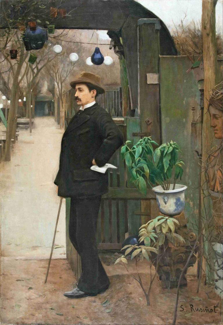 Portrait Of Miquel Utrillo,Potret Miquel Utrillo,Santiago Rusiñol,Lukisan cat minyak,Lukisan cat minyak