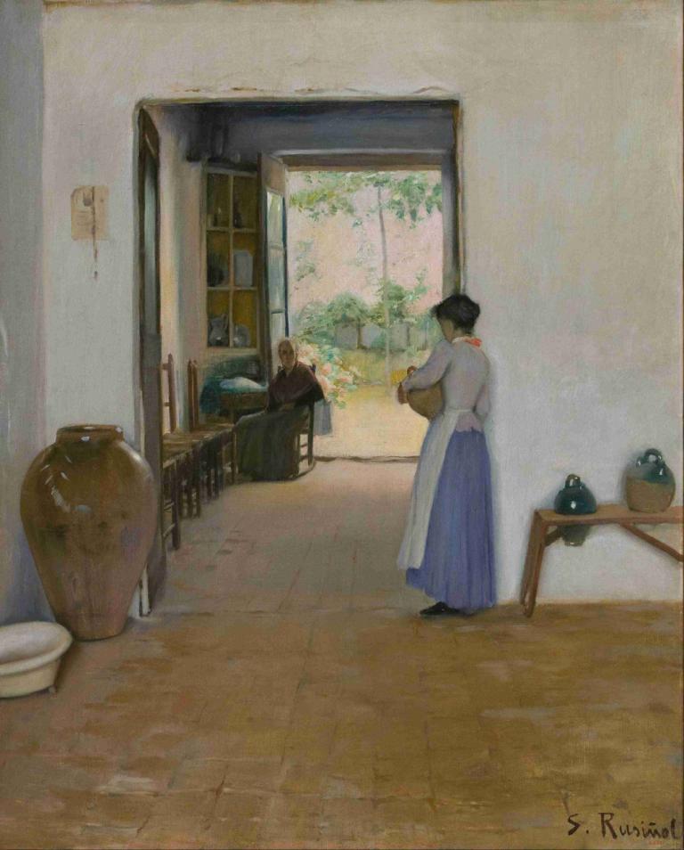 Sitges Interior,Interior Sitges,Santiago Rusiñol,Lukisan cat minyak,Lukisan cat minyak, media tradisional