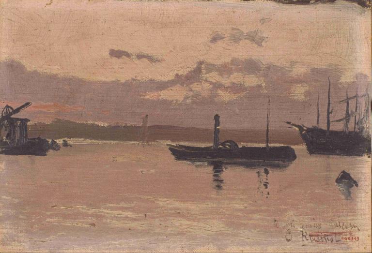 Sketch of a Port,Sketsa Pelabuhan,Santiago Rusiñol,Lukisan cat minyak,Lukisan cat minyak, awan