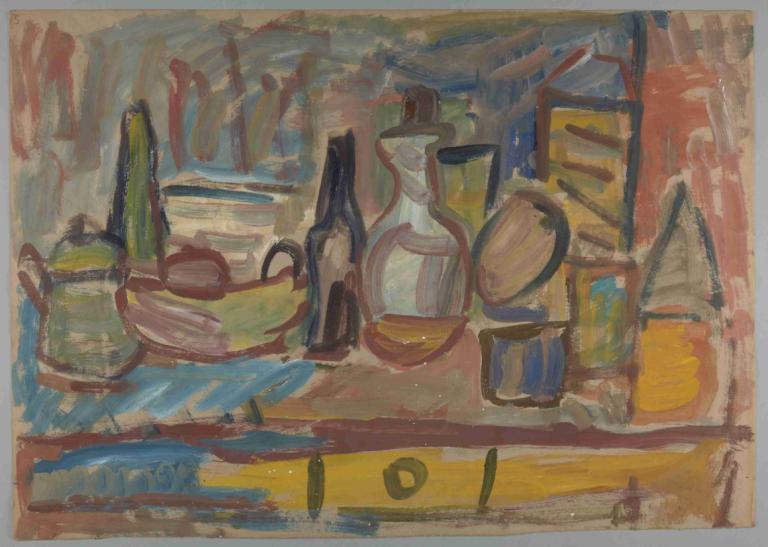 Martwa natura z butelkami i karafką,Nature morte avec bouteilles et carafe,Sasza Blonder,Sasha Blonder