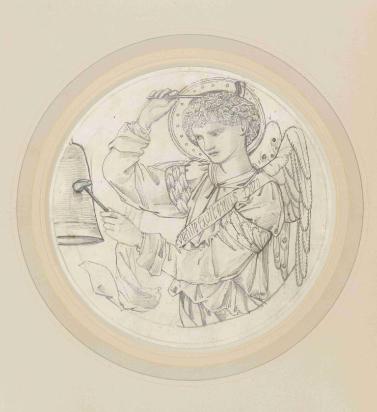 Angel Playing on Bells III,Sir Edward Coley Burne-Jones,Illustration,Illustration, vinger, solo, Engel