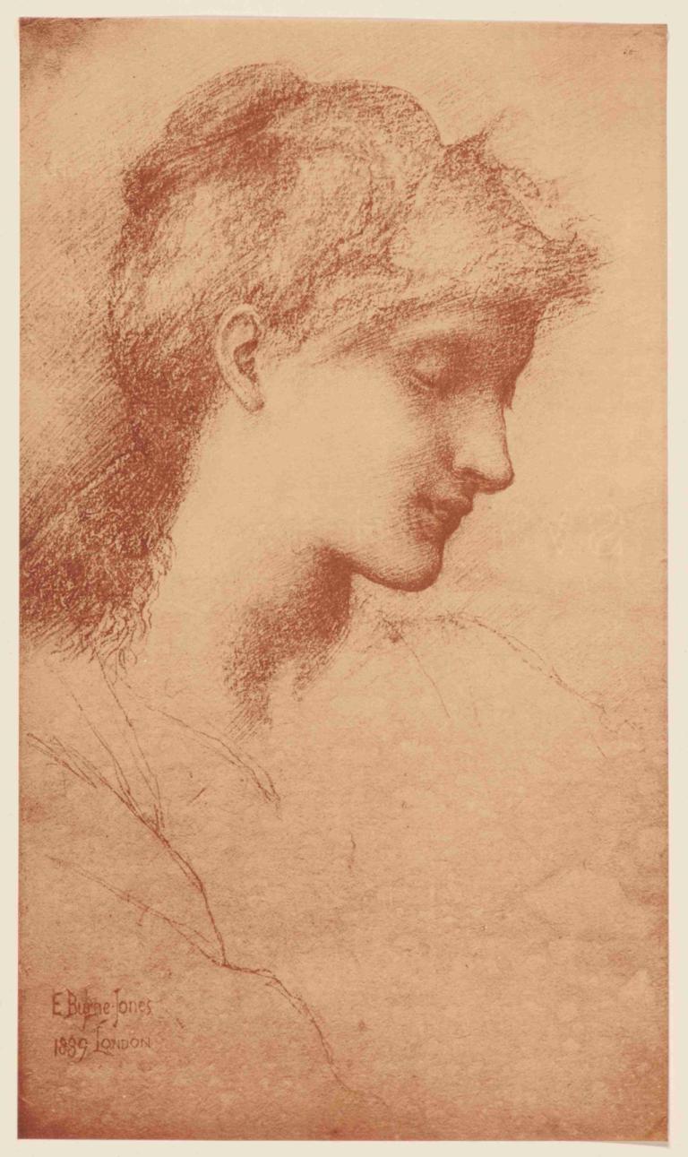 Beauty,Schönheit,Sir Edward Coley Burne-Jones,Skizze,Skizze, Solo, 1Junge, männlicher Fokus, Profil