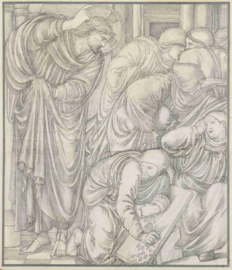 Christ Cleansing the Temple,Christus bei der Reinigung des Tempels,Sir Edward Coley Burne-Jones,Kupferstich