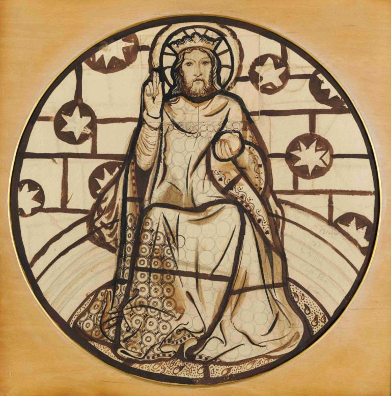 Christ in Majesty,Sir Edward Coley Burne-Jones,Illustration,Illustration, 1boy, male focus, solo, beard