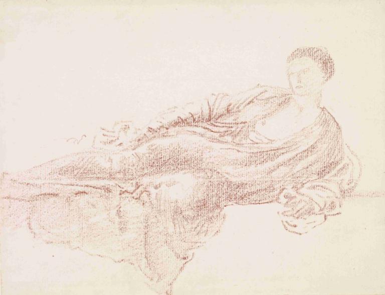 Female - Drapery Study of a Reclining Figure,Kvinna - Draperi Studie av en liggande figur