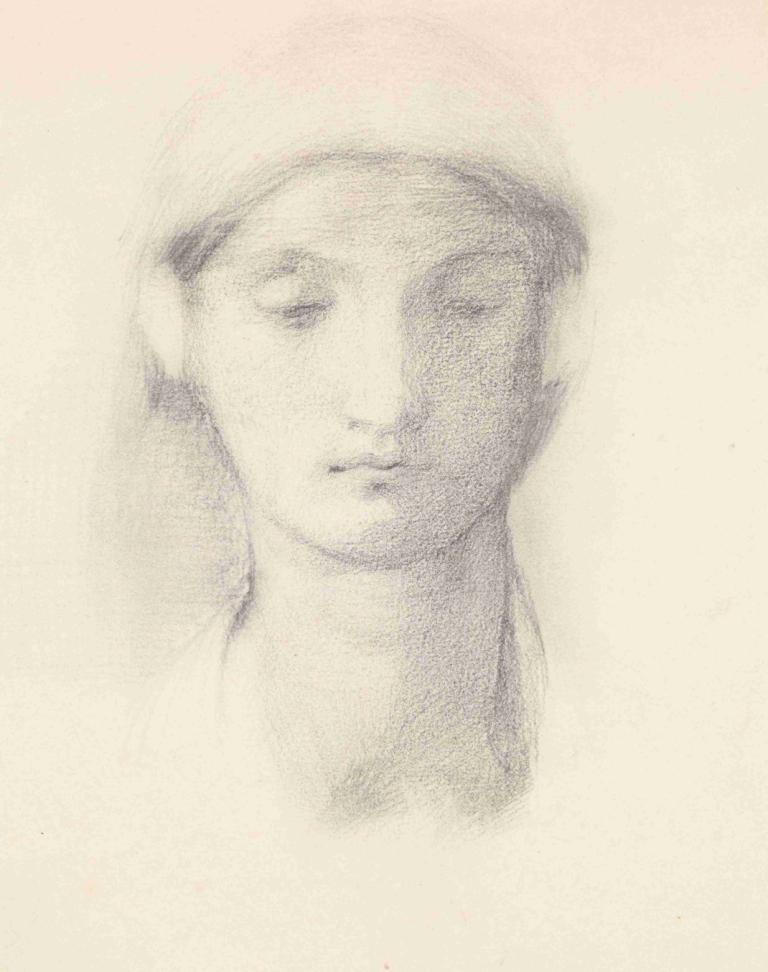 Female - Head Study from an Italian Model,Kvinna - Huvudstudie efter italiensk modell