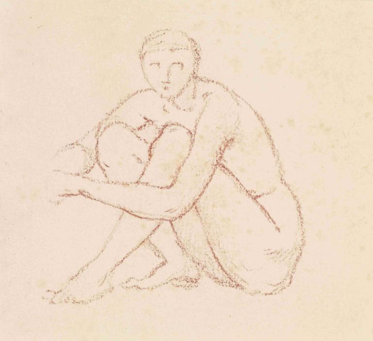 Female Nude - Study of a seated Figure,Wanita Telanjang - Studi tentang Sosok yang sedang duduk