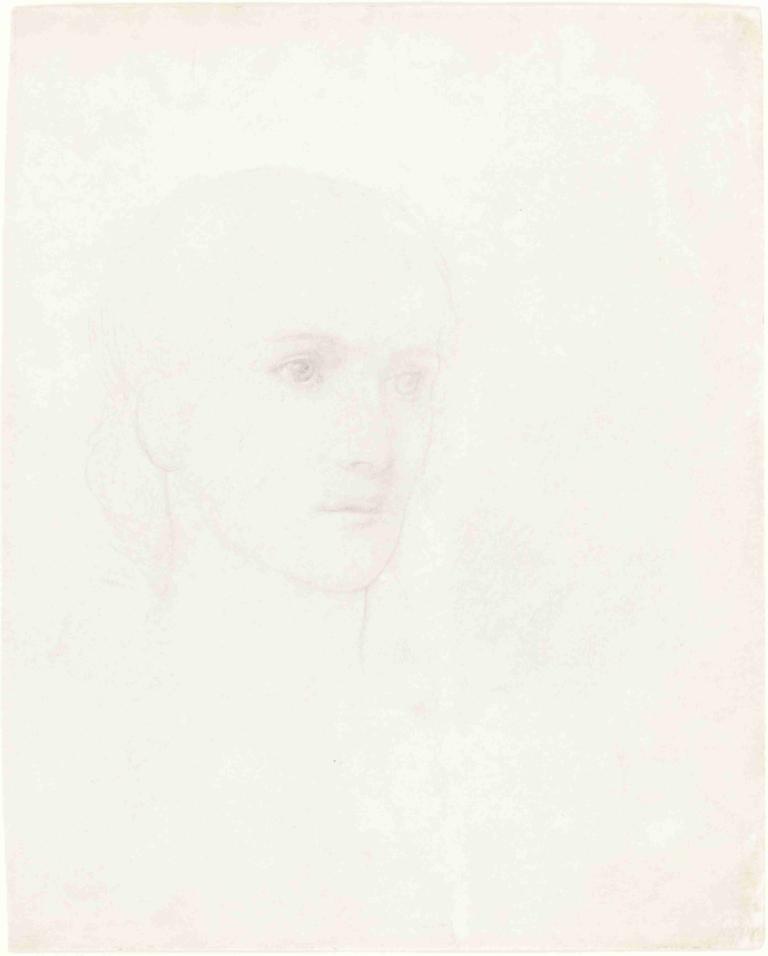 Head of a Woman,Голова женщины,Sir Edward Coley Burne-Jones,Сэр Эдвард Коули Берн-Джонс,Эскиз,Эскиз, соло