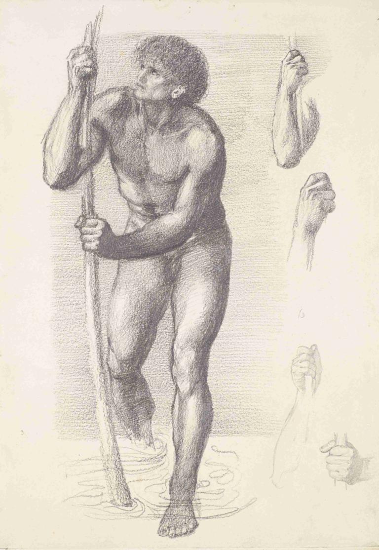 Male Nude - Study for St Christopher,Nudo maschile - Studio per San Cristoforo,Sir Edward Coley Burne-Jones