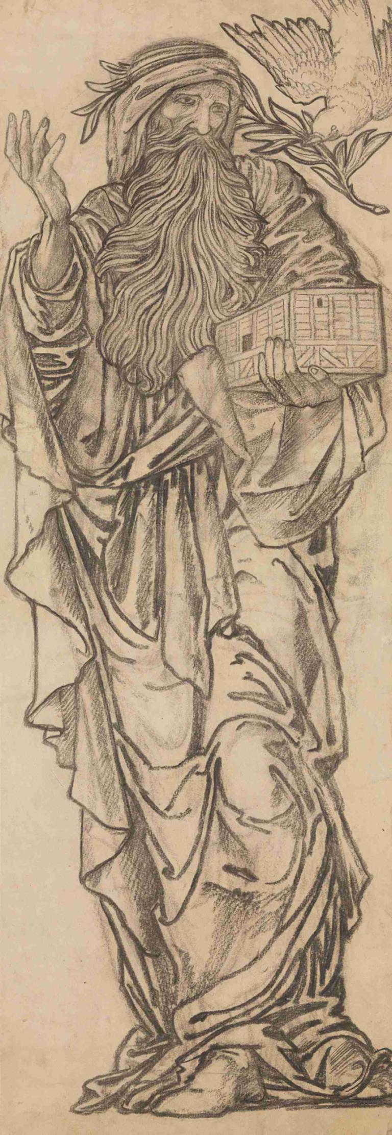 Noah,Noè,Sir Edward Coley Burne-Jones,Illustrazione,Illustrazione, vecchio, vecchio uomo, monocromo, veste