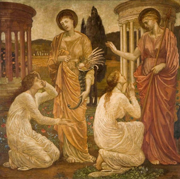 Psyche at the Shrines of Juno and Ceres,Psiche nei santuari di Giunone e Cerere,Sir Edward Coley Burne-Jones