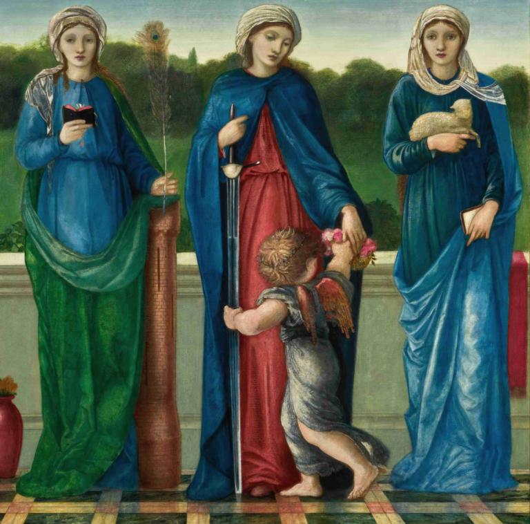 St Barbara, St Dorothy And St Agnes,Pyhä Barbara, Pyhä Dorothy ja Pyhä Agnes,Sir Edward Coley Burne-Jones