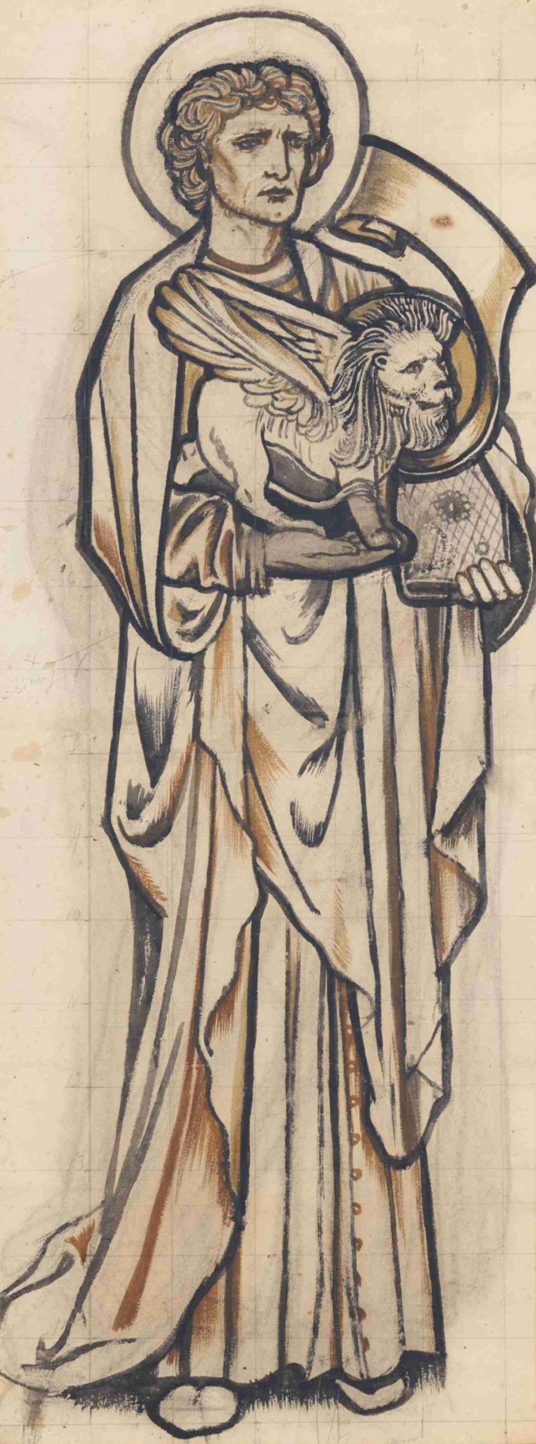 St Mark the Evangelist,Sankt Markus evangelisten,Sir Edward Coley Burne-Jones,Illustration,Illustration, solo