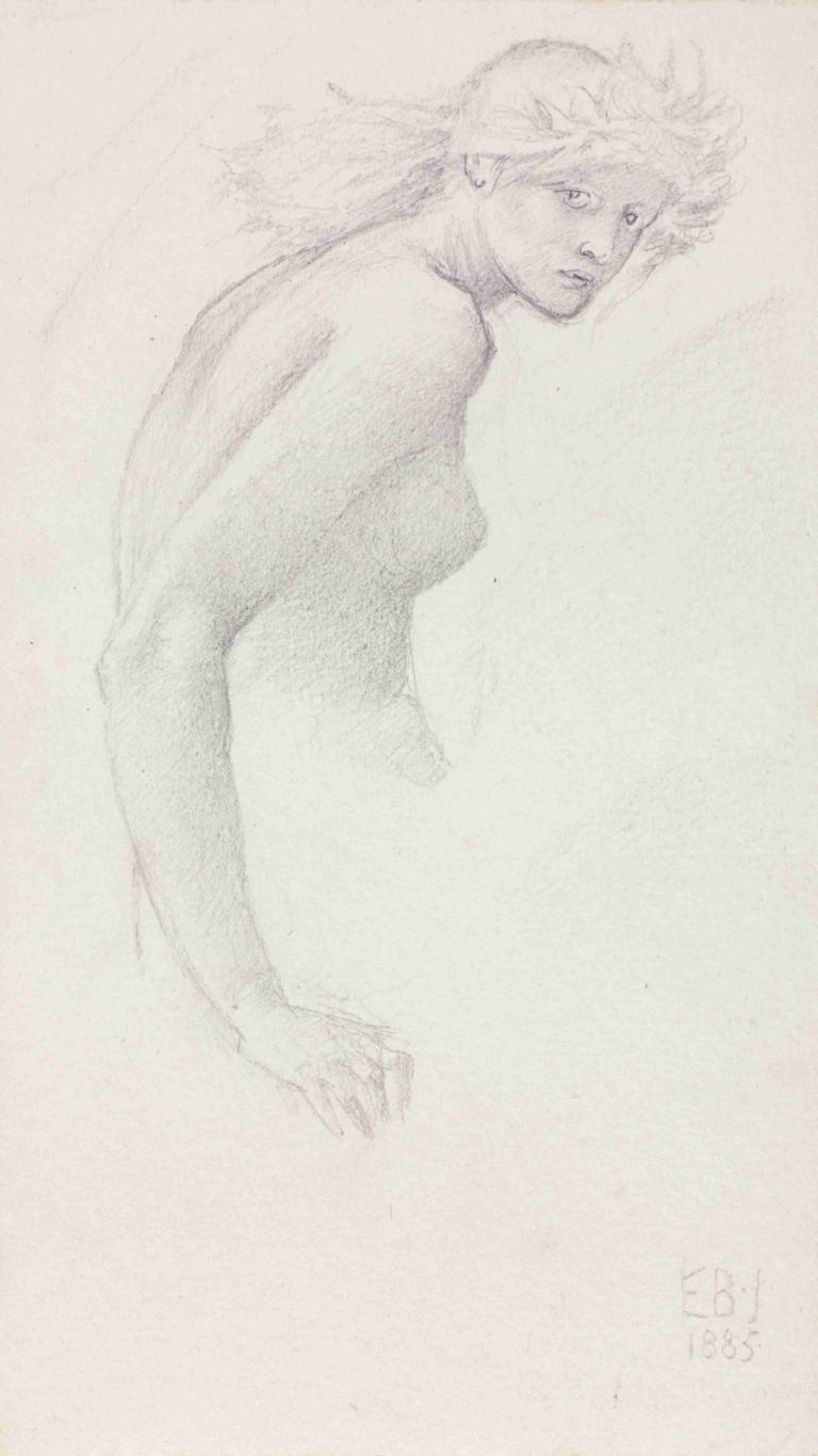 Study of a Female Figure,Studie van een vrouwelijk figuur,Sir Edward Coley Burne-Jones,Schetsen,Schetsen