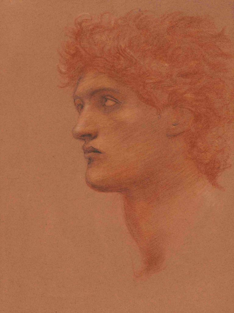 Study of a male head in profile, for Perseus in The Call of Perseus,Studie van een mannenhoofd in profiel