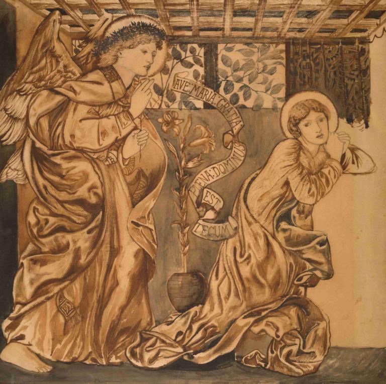 The Annunciation,De Aankondiging,Sir Edward Coley Burne-Jones,Illustratie,Illustratie, Vleugels