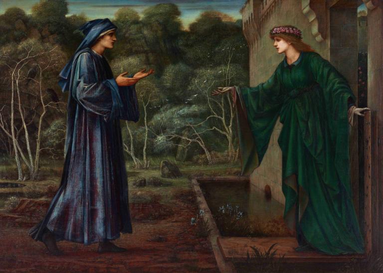 The Pilgrim At The Gate of Idleness,De pelgrim aan de poort van de ledigheid,Sir Edward Coley Burne-Jones