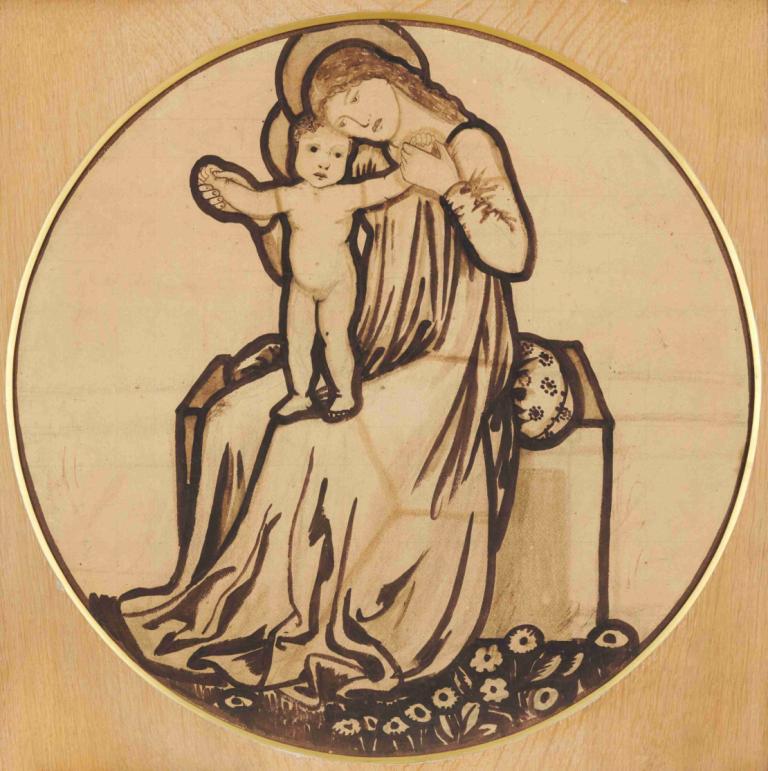 Virgin and Child,Perawan dan Anak,Sir Edward Coley Burne-Jones,Ilustrasi,Ilustrasi, 1 gadis, parodi seni rupa