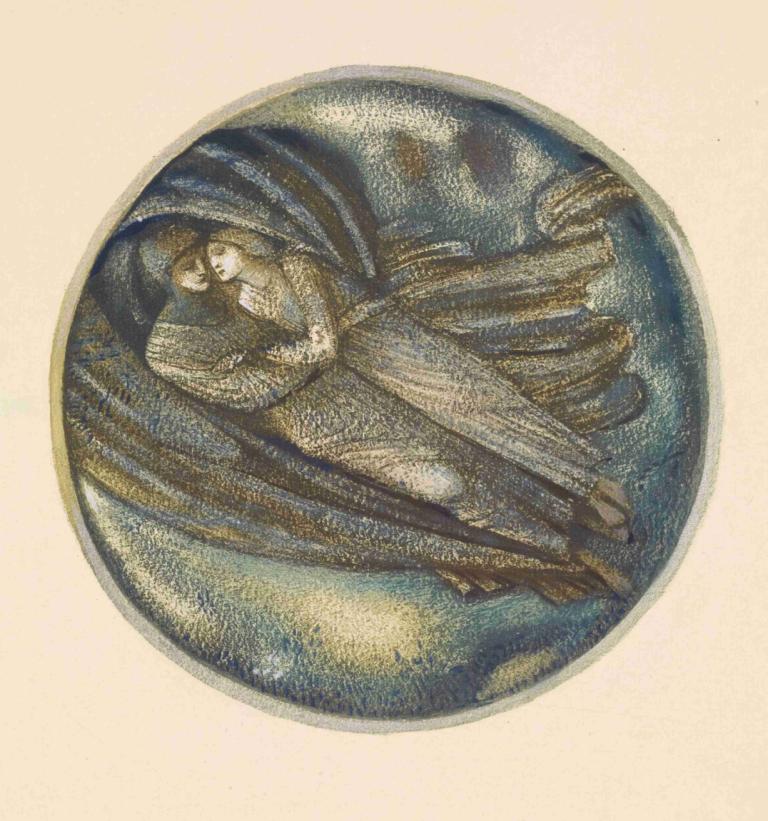 With the Wind,Sir Edward Coley Burne-Jones,Ilustrasi,Ilustrasi, 1 gadis, 1 anak laki-laki, solo, sayap, gaun