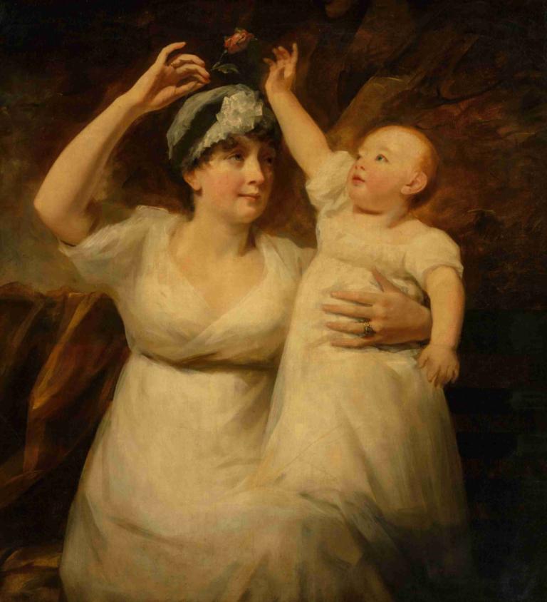 Mrs. Graham Young and child,Sir Henry Raeburn,Oil Painting,Oil Painting, fine art parody, parody, flower