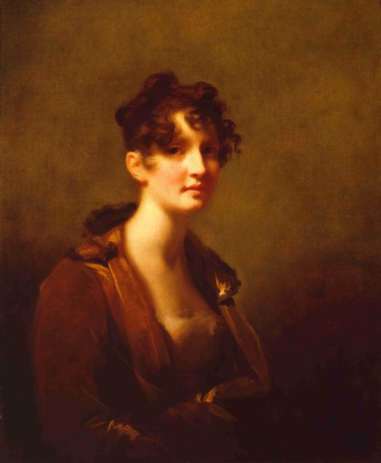 Mrs. Irvine J. Boswell,Sir Henry Raeburn,Oil Painting,Oil Painting, solo, upper body, brown hair, realistic