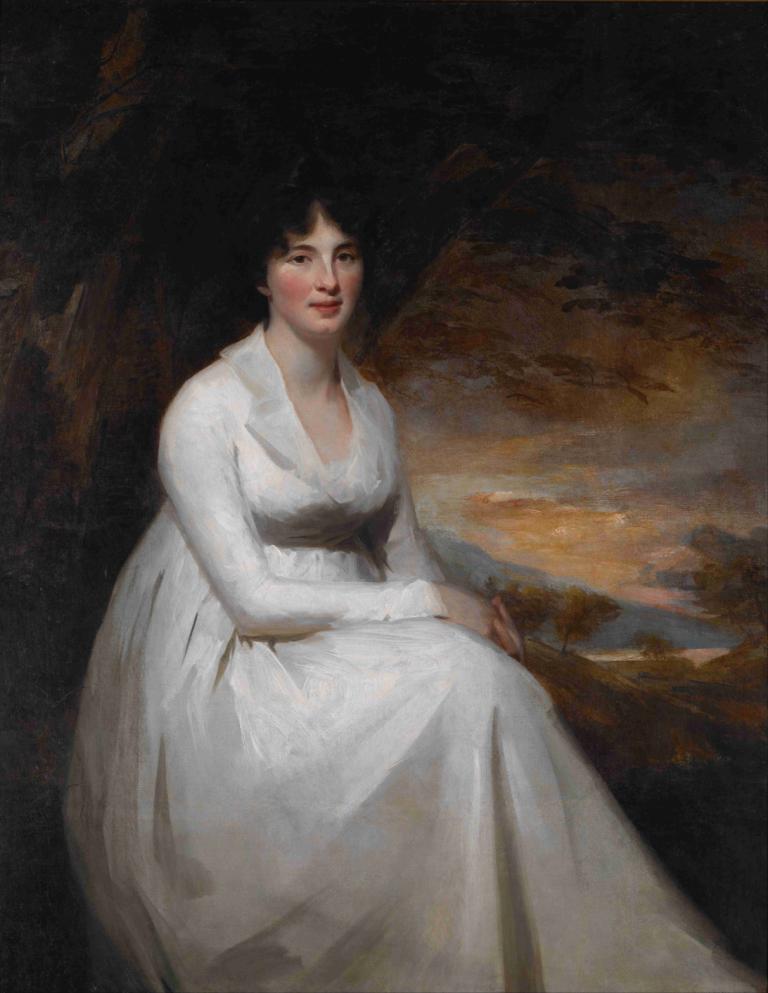 Mrs. Macdowall,Sir Henry Raeburn,Ölgemälde,Ölgemälde, 1Mädchen, Solo, schwarzes Haar, Kunstparodie, Kleid