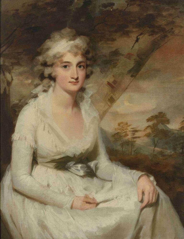 Portrait Of Mrs. Campbell,Porträt von Frau Campbell,Sir Henry Raeburn,Ölgemälde,Ölgemälde, Kunstparodie