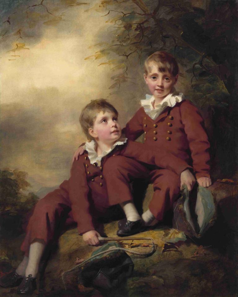 The Binning Children,Die Binning-Kinder,Sir Henry Raeburn,Ölgemälde,Ölgemälde, Kunstparodie, realistisch