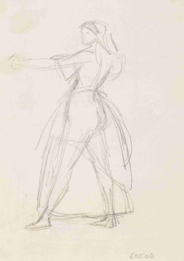 Female - Study of a Woman in a threatening Attitude, Arm raised,Sir John Everett Millais,Sketch,Sketch