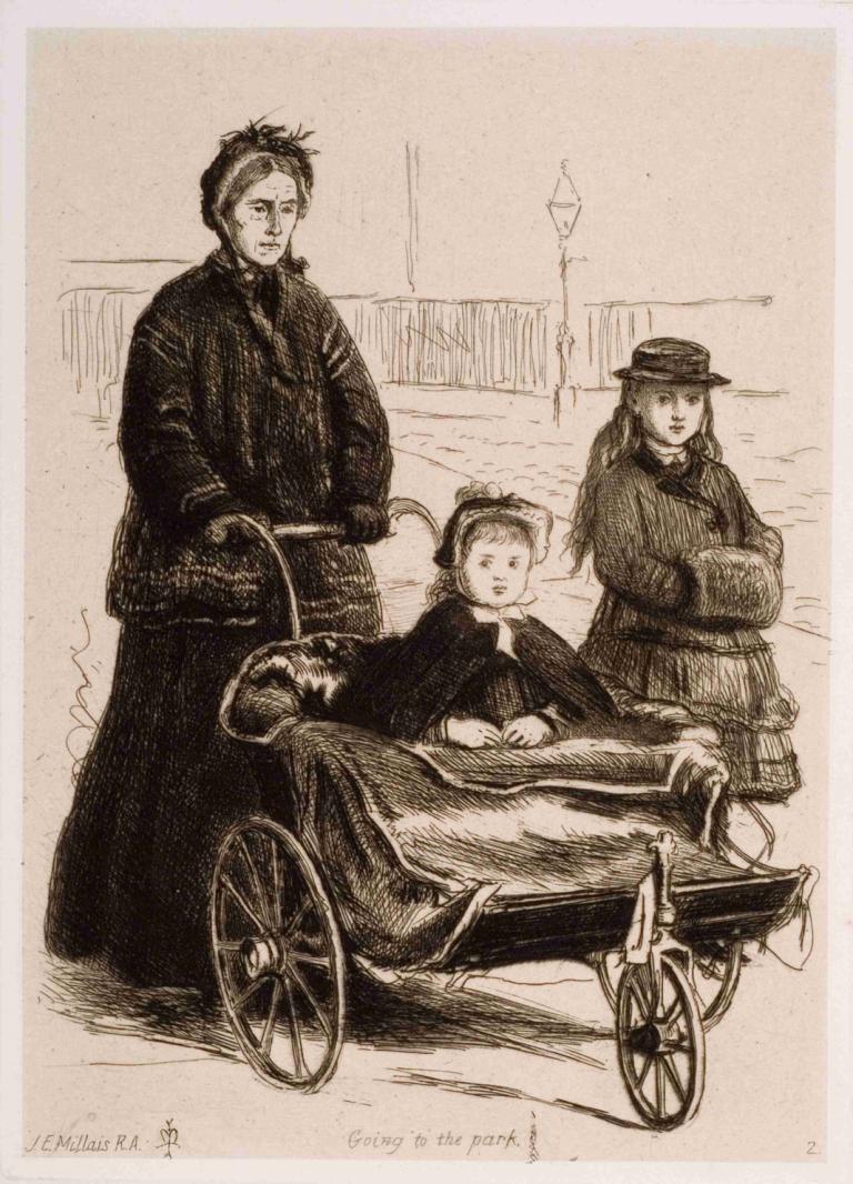 Going to the Park,Wyjście do parku,Sir John Everett Millais,Trawienie miedziorytu,Trawienie miedziorytu