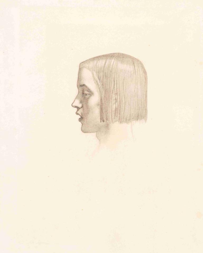 Isabella - Head study of the Youth,Sir John Everett Millais,Sketch,Sketch, solo, profile, 1boy, male focus