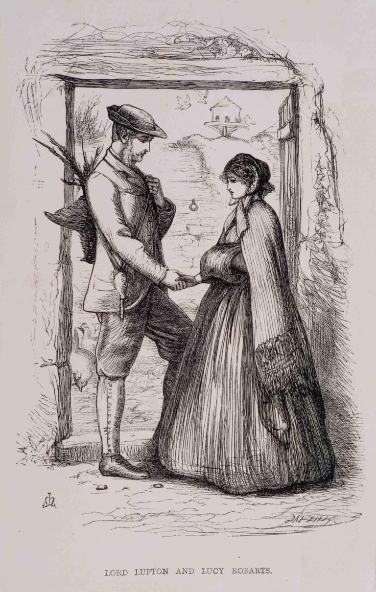 Lord Lufton and Lucy Robarts,Sir John Everett Millais,Copperplate Etching,Copperplate Etching, 1girl, 1boy