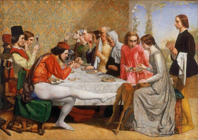 Lorenzo and Isabella,Lorenzo i Isabella,Sir John Everett Millais,Obraz olejny,Obraz olejny, parodia sztuki