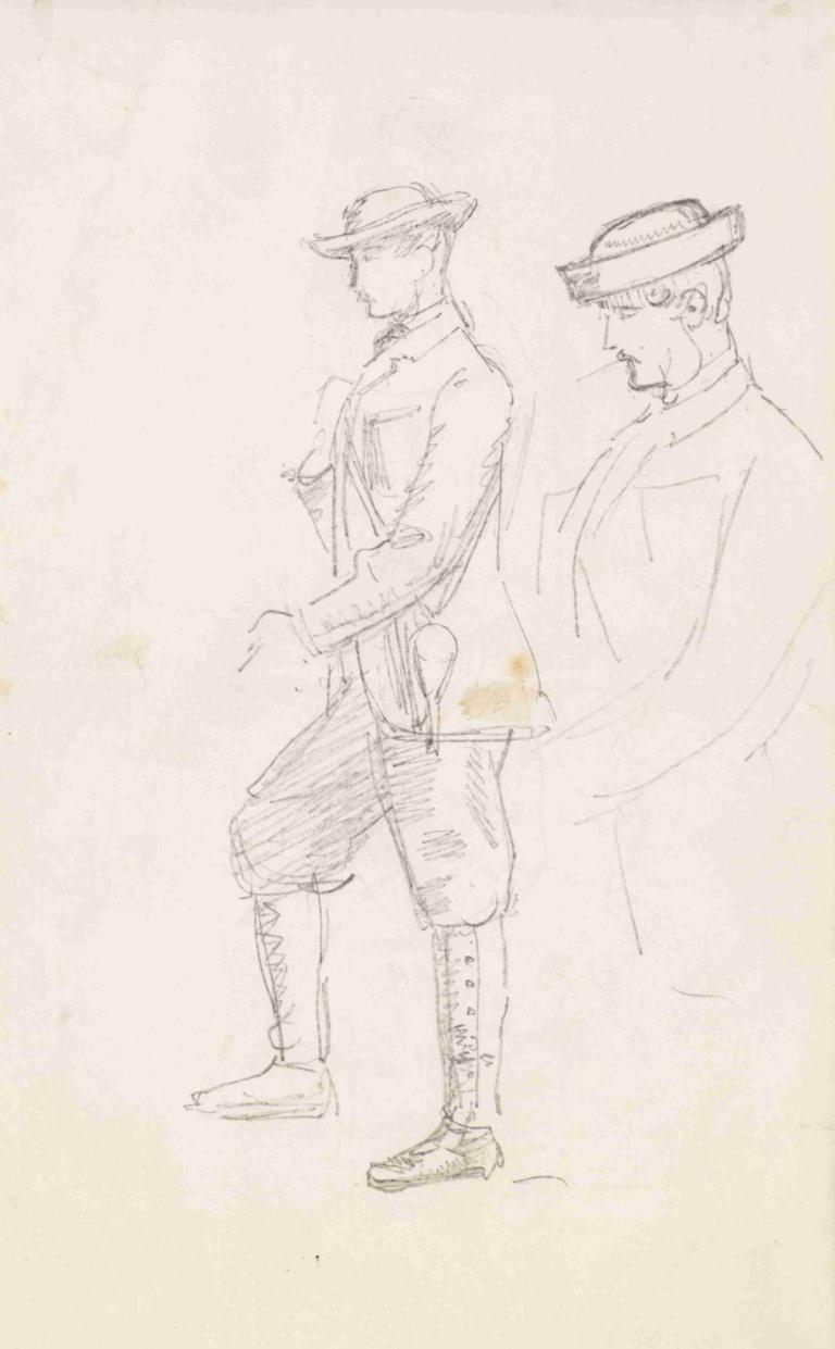 Male - Two Sketches of a young Man dressed for Shooting