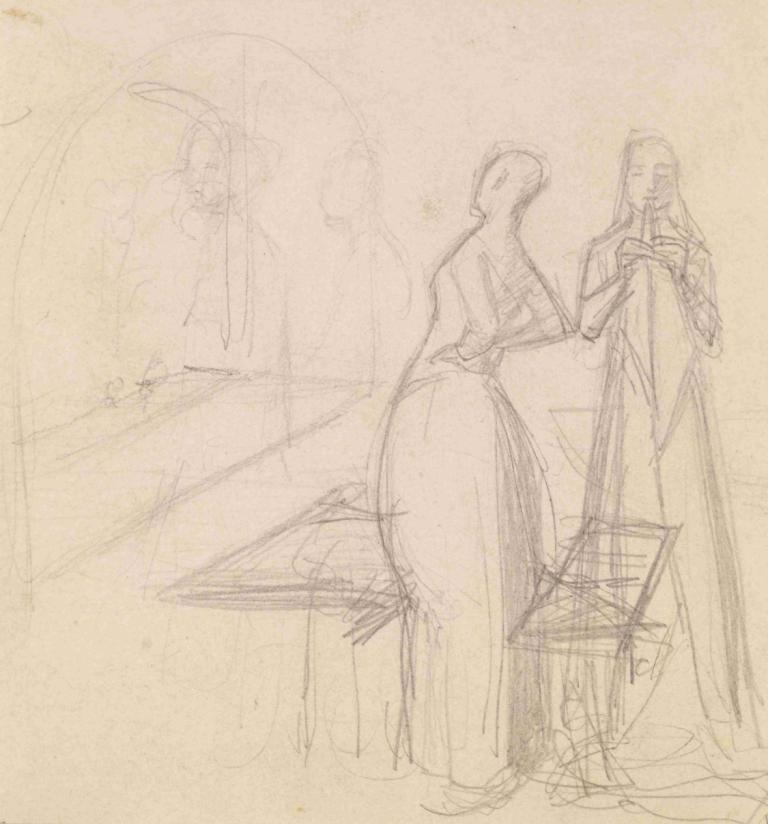 Mariana - Figure Sketch and Sketch of a Woman folding Cloth