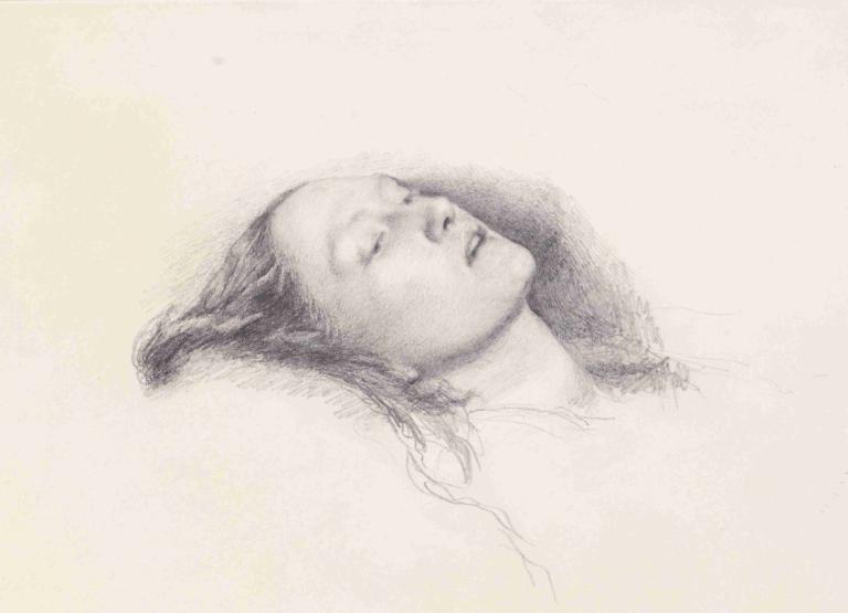 Ophelia - Head Study,Ophélie - Étude de tête,Sir John Everett Millais,Croquis,Croquis, solo, 1fille