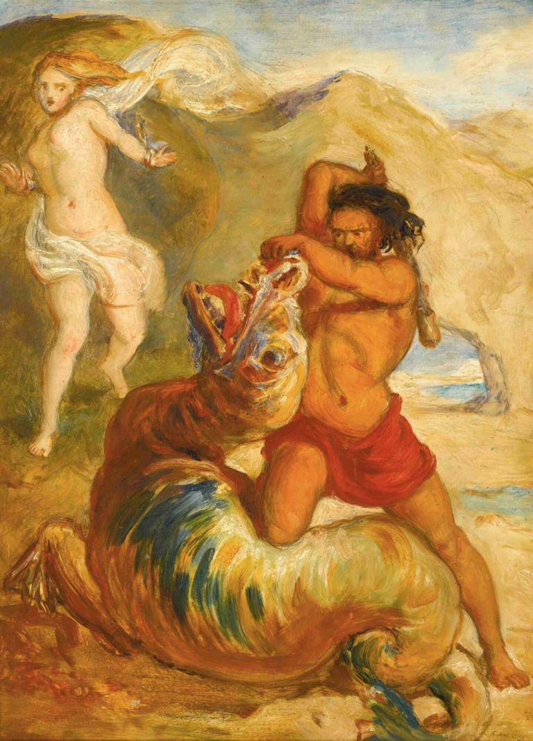 Perseus saving Andromeda,Persée sauvant Andromède,Sir John Everett Millais,Peinture à l'huile